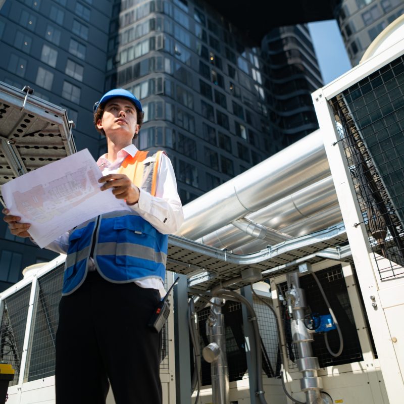 Engineers inspect the completed air conditioning and water systems to continue verifying